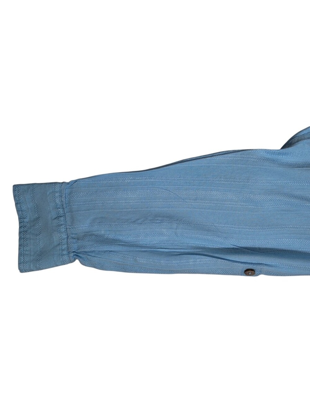 Caribbean Joe Resort Blue Linen Rayon Striped Mandarin Collar Shirt Men's Medium - Picture 8 of 13